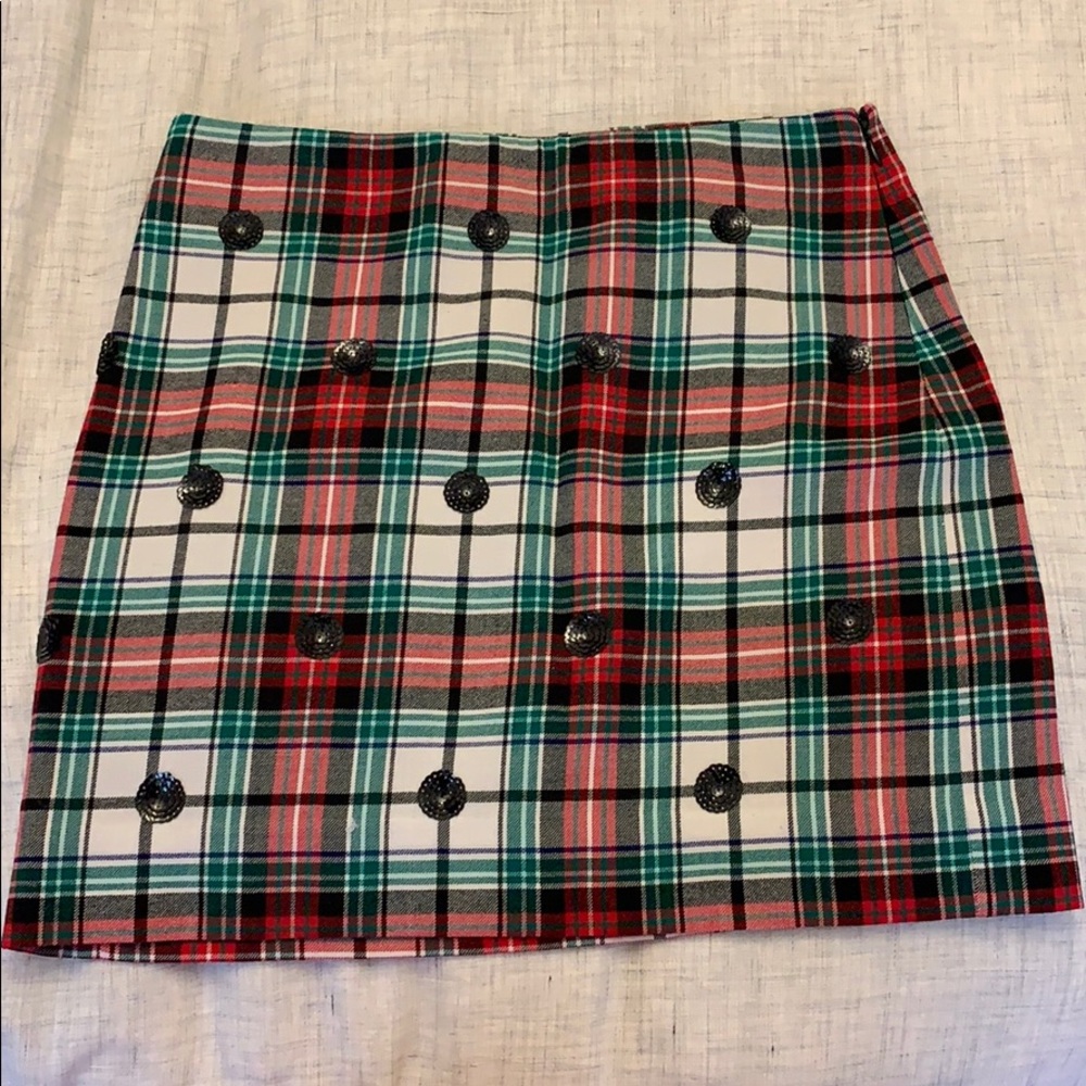EUC tartan plaid skirt with sequence - Picture 2 of 5